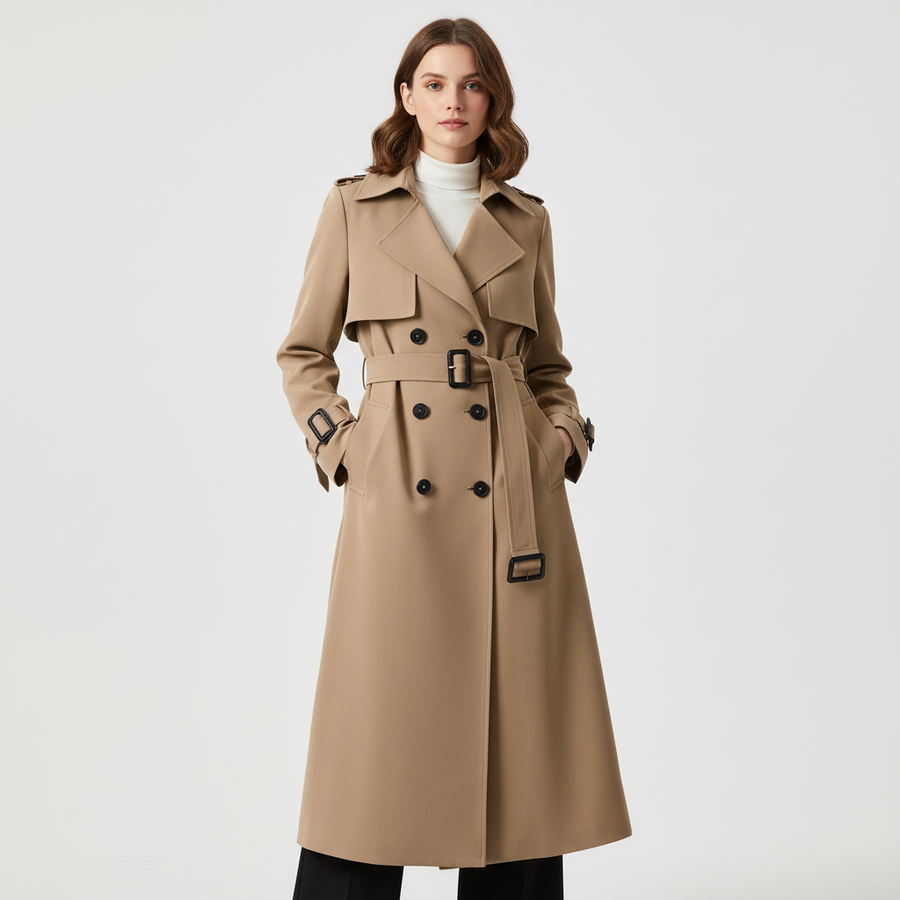 Dames Trenchcoat Dubbelrijig met Ceintuur