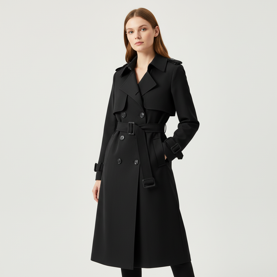 Dames Trenchcoat Dubbelrijig met Ceintuur
