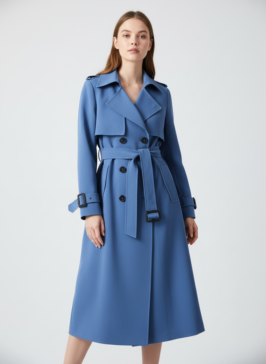 Dames Trenchcoat Dubbelrijig met Ceintuur