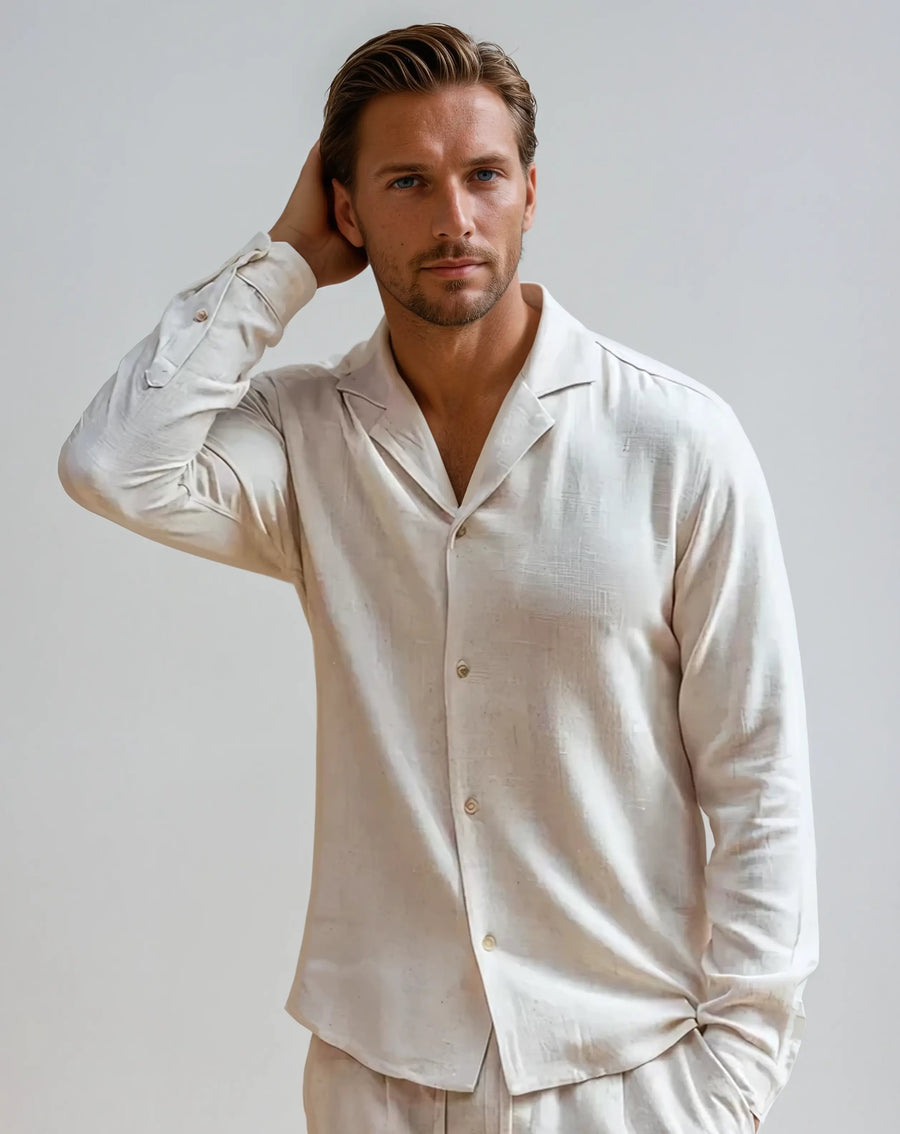 Linnen strand zomer shirt heren – Beige
