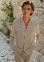 Linnen strand zomer shirt heren – Beige