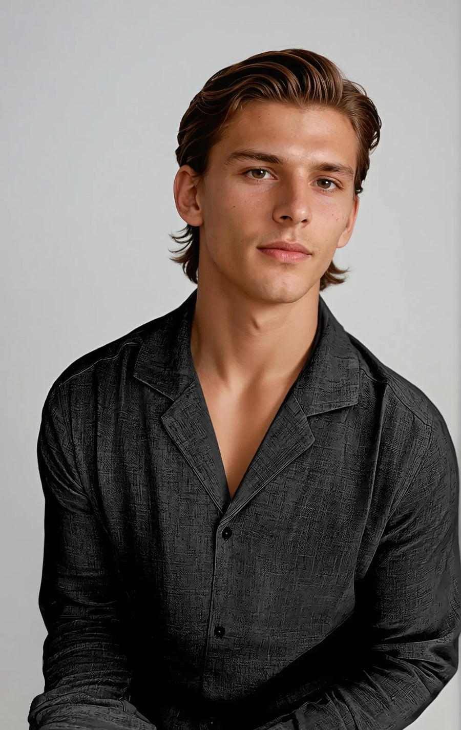 Linnen strand zomer shirt heren – Zwart
