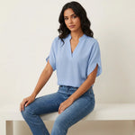 Luchtige zomer blouse met V-hals Dames