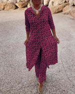 Tweedelige set met knoopsluiting en rechte broek Dames