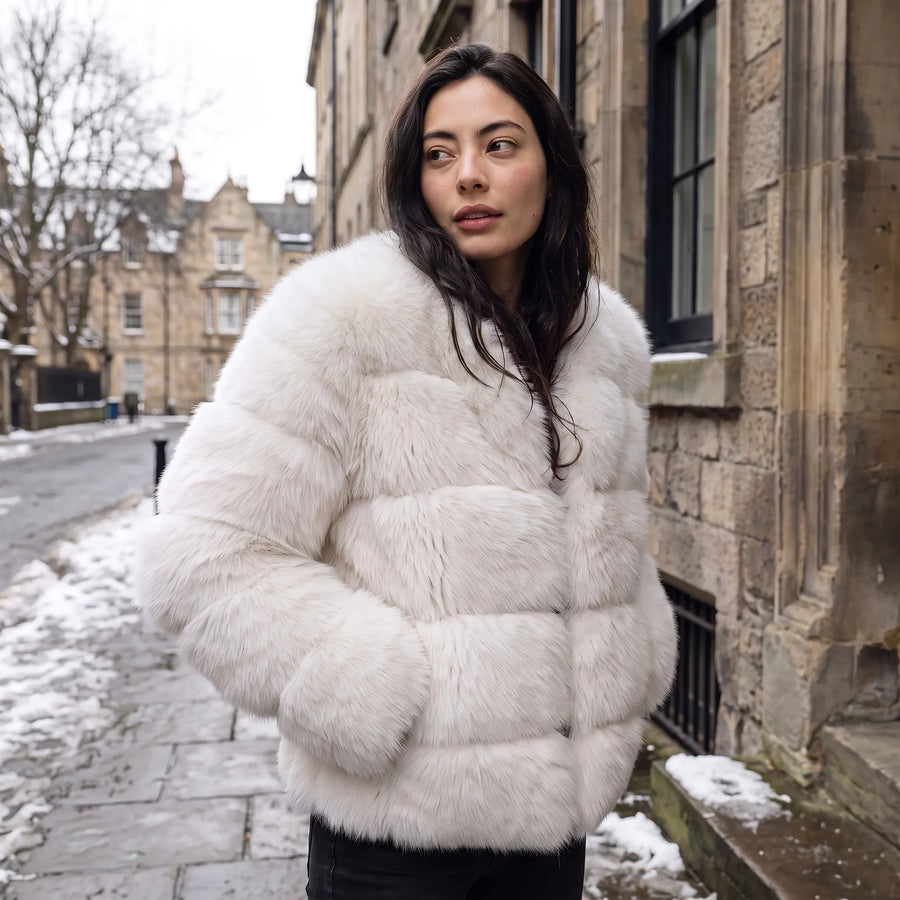 Faux Fur Jas Dames met Ronde Hals