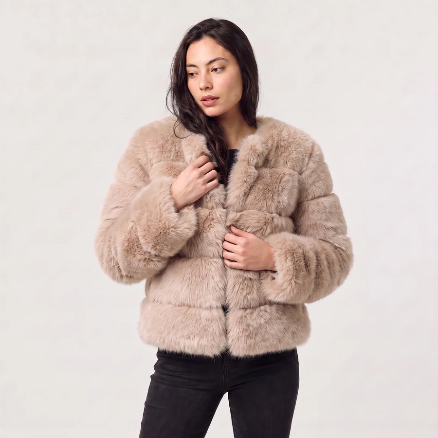 Faux Fur Jas Dames met Ronde Hals