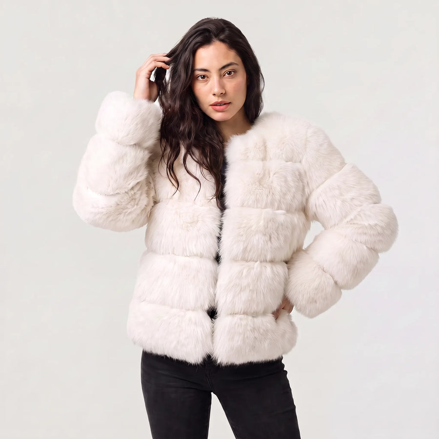 Faux Fur Jas Dames met Ronde Hals