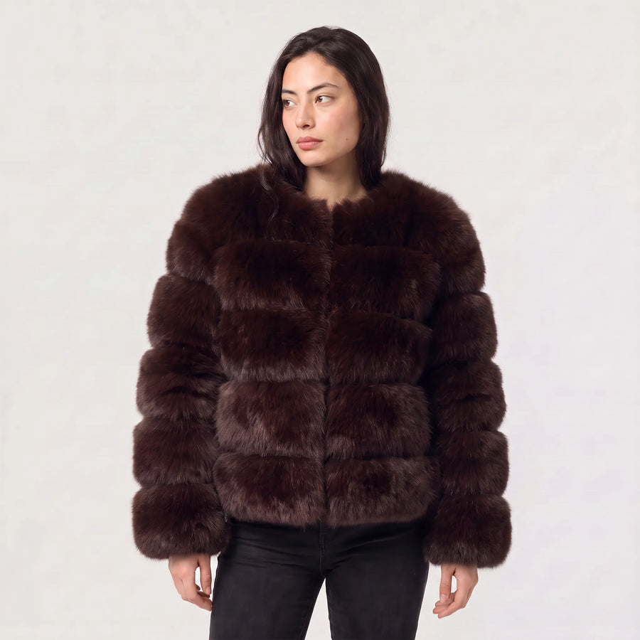 Faux Fur Jas Dames met Ronde Hals