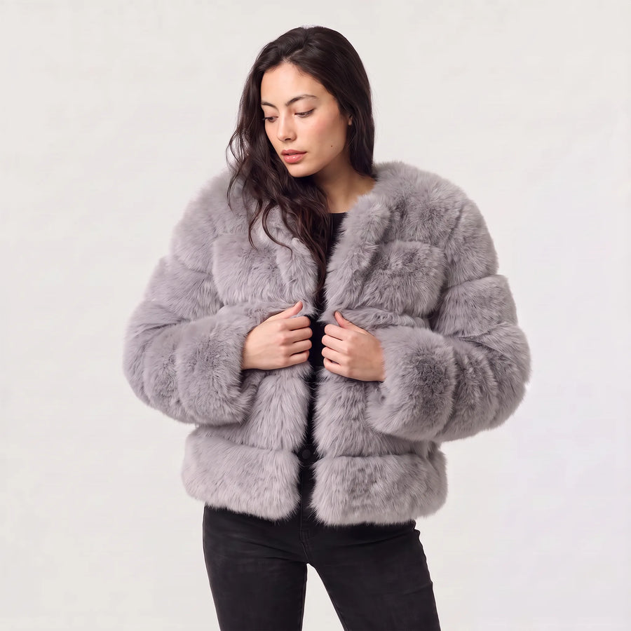 Faux Fur Jas Dames met Ronde Hals