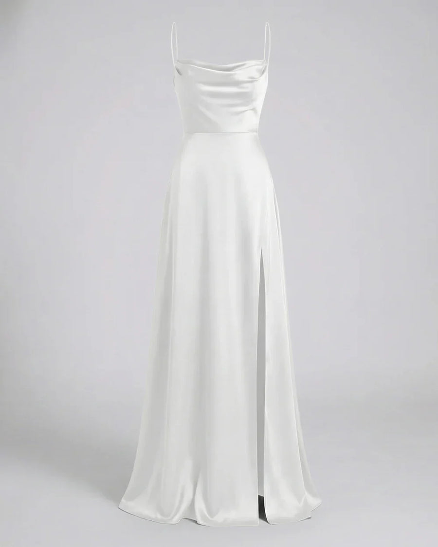 Maxi jurk met split en bandjes Dames