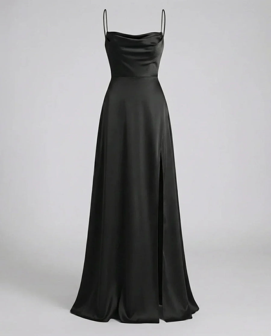 Maxi jurk met split en bandjes Dames