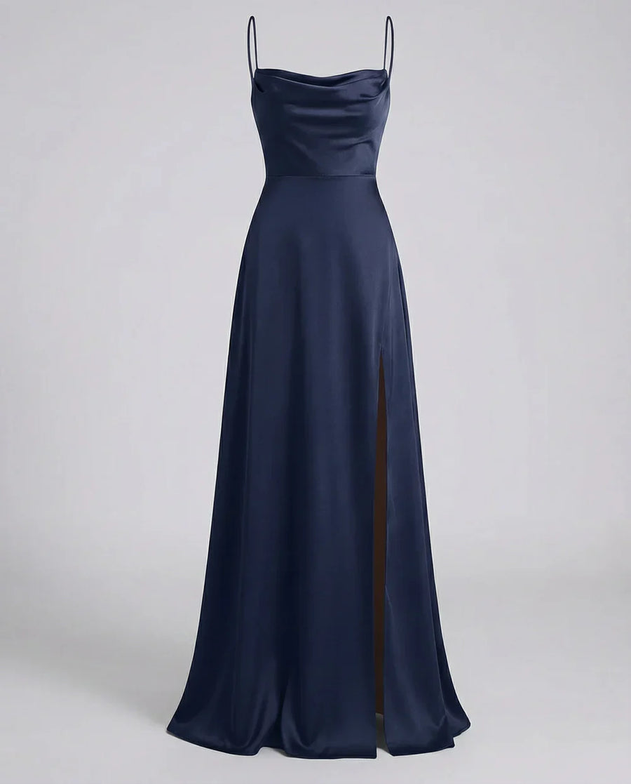 Maxi jurk met split en bandjes Dames