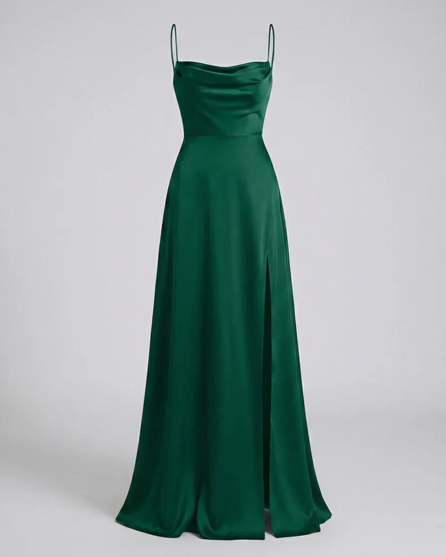 Maxi jurk met split en bandjes Dames