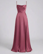 Maxi jurk met split en bandjes Dames