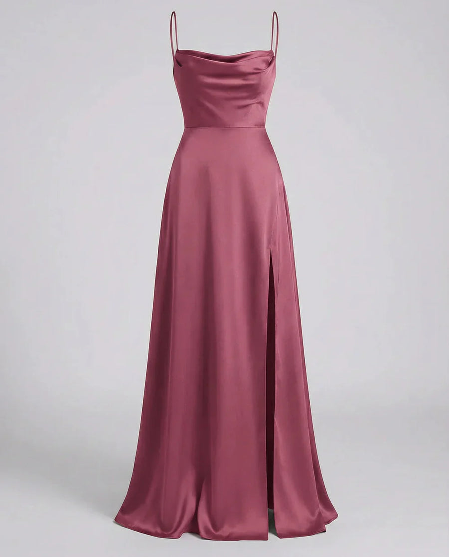Maxi jurk met split en bandjes Dames