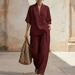 Tweedelige zomer set met top en wijde broek Dames