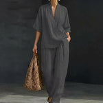 Tweedelige zomer set met top en wijde broek Dames