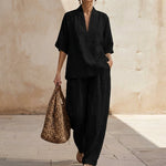 Tweedelige zomer set met top en wijde broek Dames