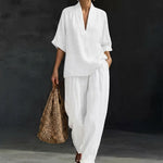 Tweedelige zomer set met top en wijde broek Dames