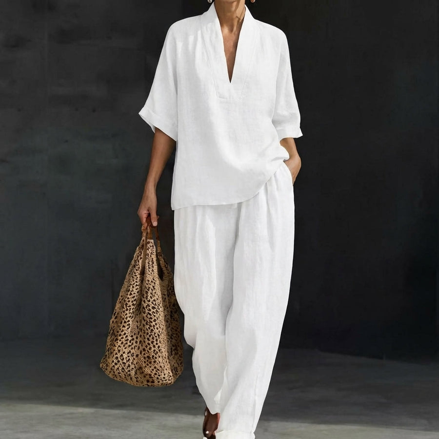 Tweedelige zomer set met top en wijde broek Dames