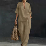 Tweedelige zomer set met top en wijde broek Dames