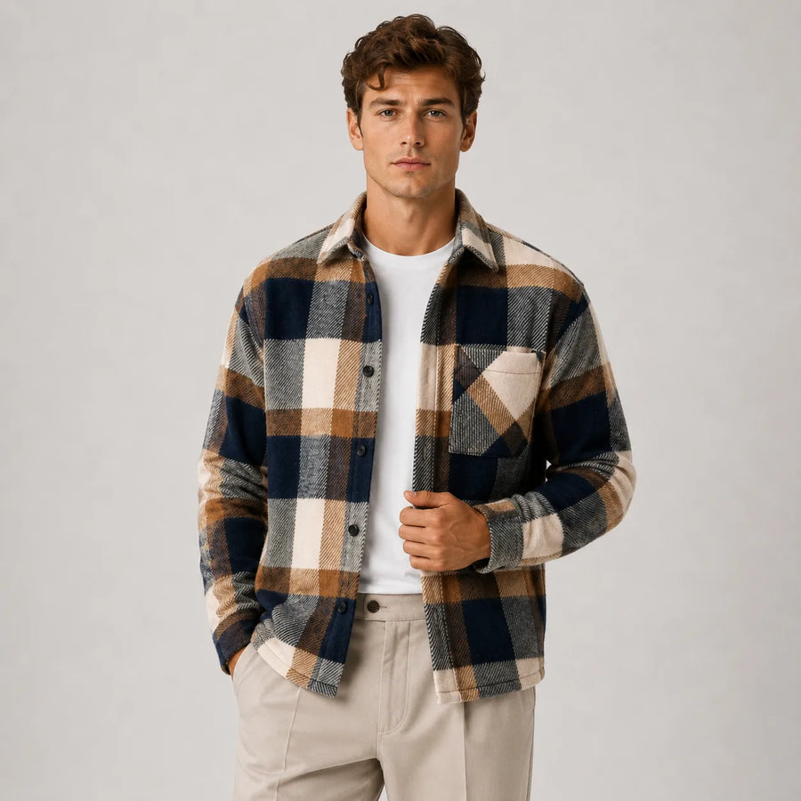 Flanel Overshirt Heren met Borstzak