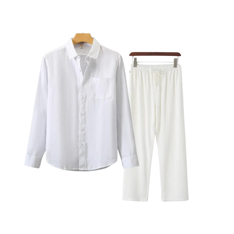 2-delige zomer set met overhemd en lange broek Heren