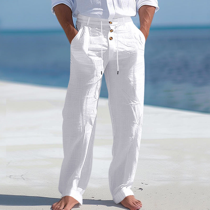 Linnen zomerbroek met knopen Heren