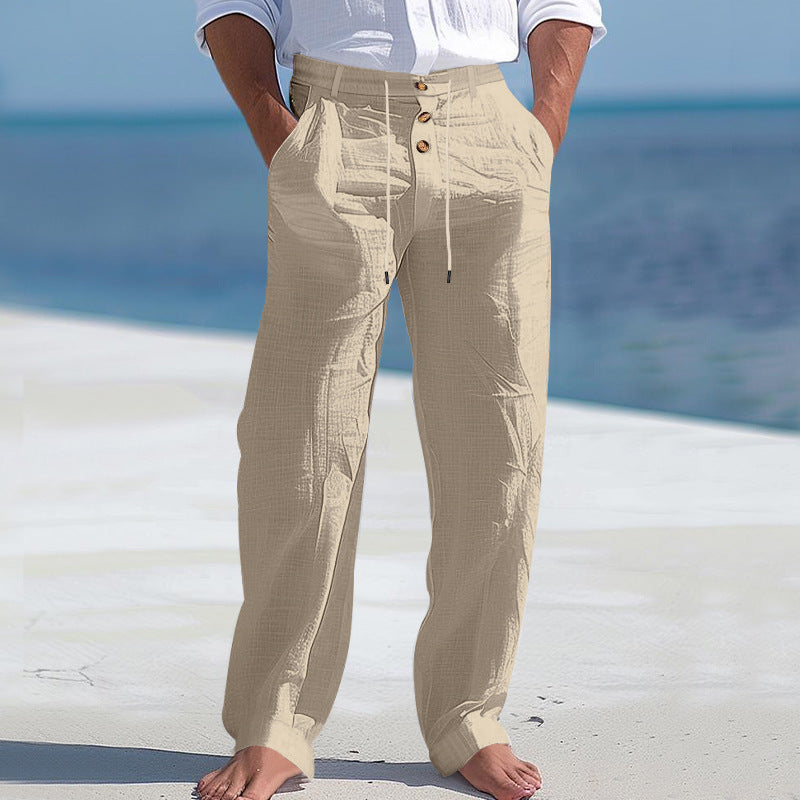 Linnen zomerbroek met knopen Heren