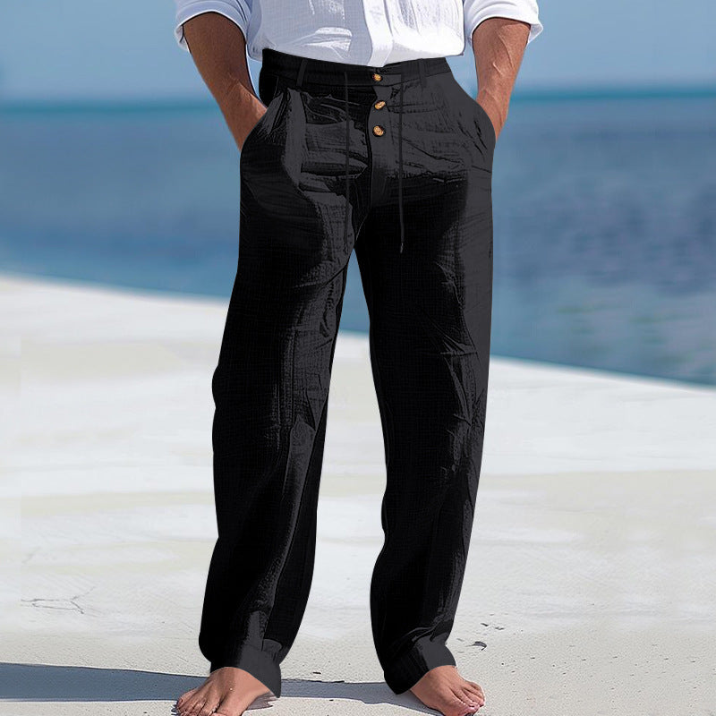 Linnen zomerbroek met knopen Heren