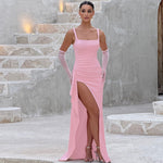 Maxi jurk met open rug Dames