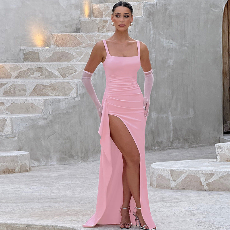 Maxi jurk met open rug Dames