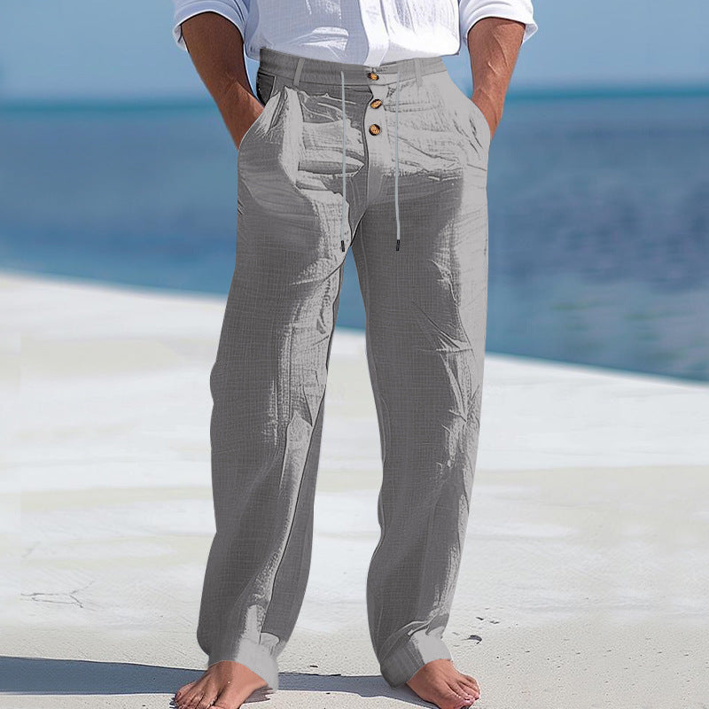 Linnen zomerbroek met knopen Heren