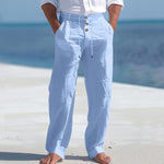 Linnen zomerbroek met knopen Heren