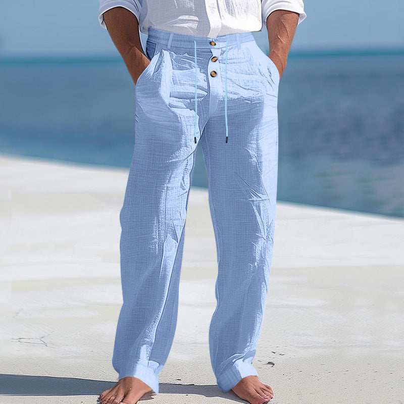 Linnen zomerbroek met knopen Heren