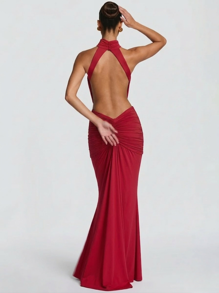Maxi jurk met open rug Dames