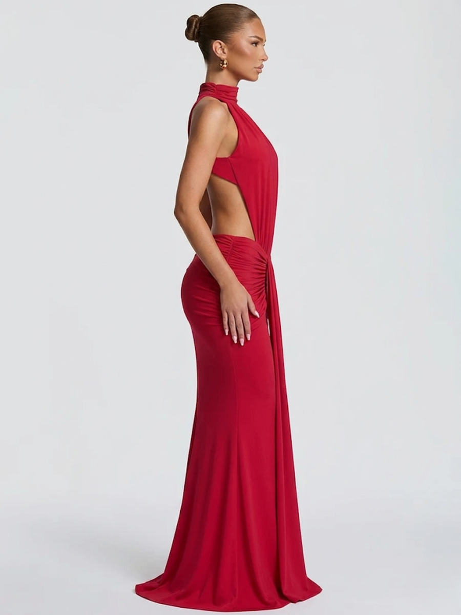 Maxi jurk met open rug Dames