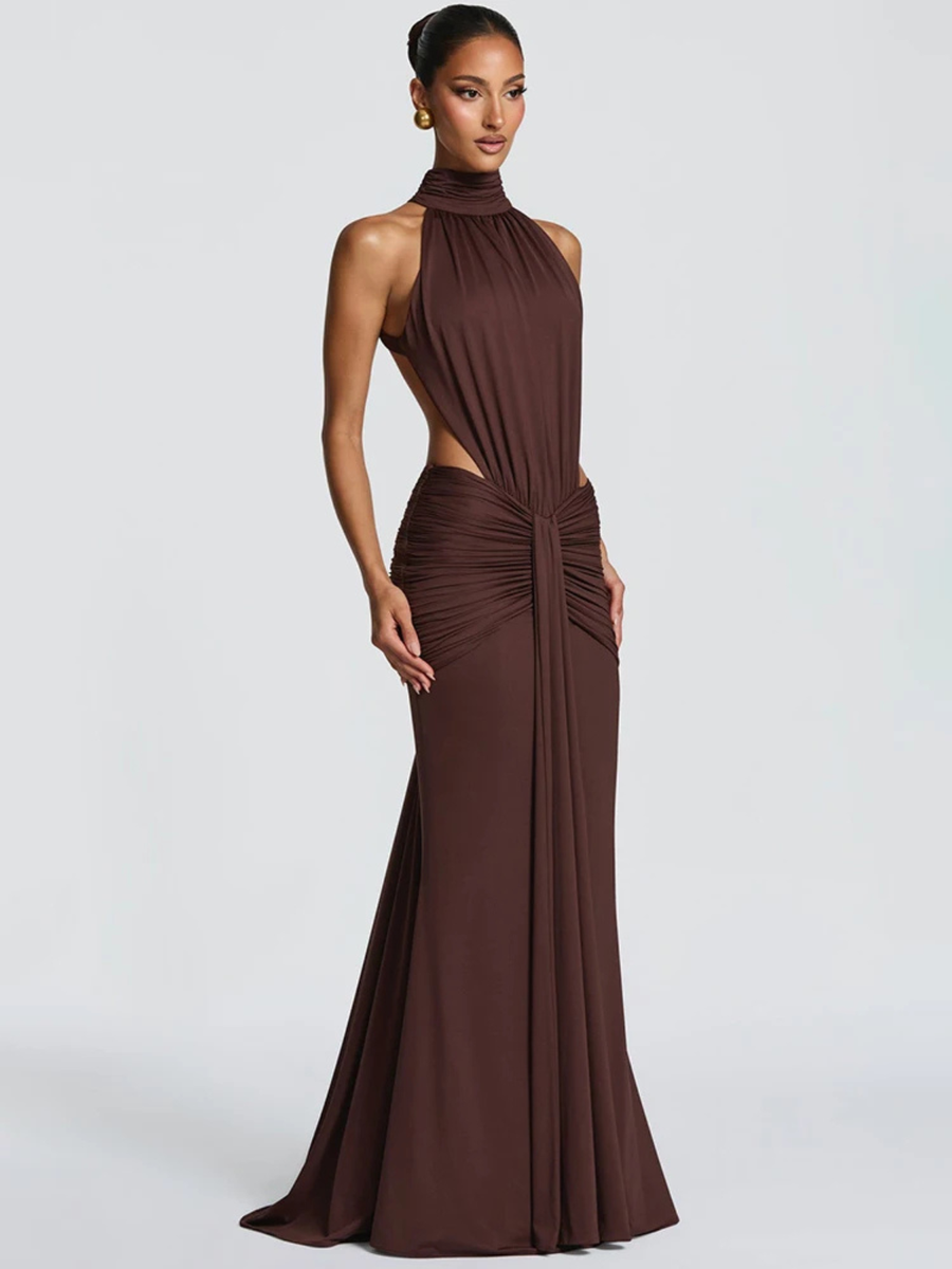 Maxi jurk met open rug Dames