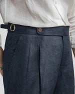 Oxford linnen short regular fit heren - Marineblauw
