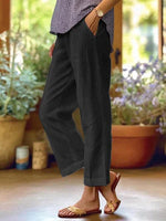 Linnen zomerbroek met elastische taille Dames