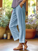 Linnen zomerbroek met elastische taille Dames
