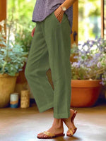 Linnen zomerbroek met elastische taille Dames