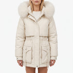 Winterjas Dames Parka met Taillekoord en Capuchon
