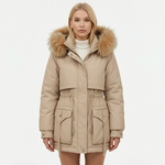 Winterjas Dames Parka met Taillekoord en Capuchon