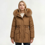 Winterjas Dames Parka met Taillekoord en Capuchon