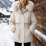 Winterjas Dames Parka met Taillekoord en Capuchon