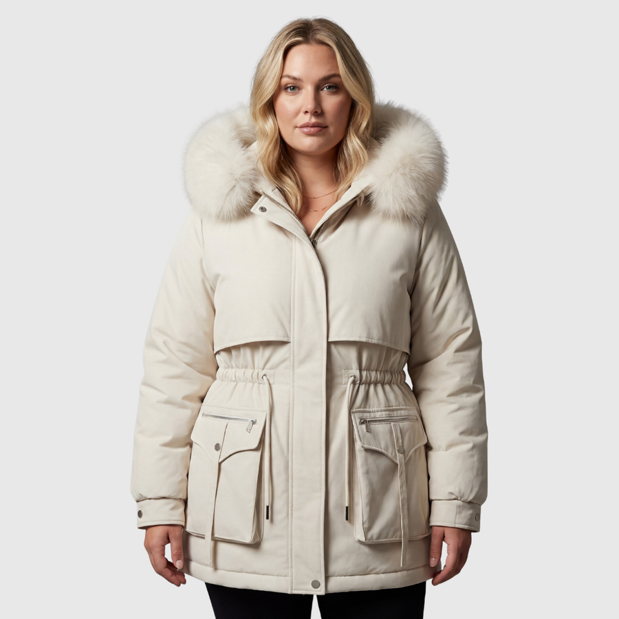 Winterjas Dames Parka met Taillekoord en Capuchon