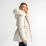 Winterjas Dames Parka met Taillekoord en Capuchon