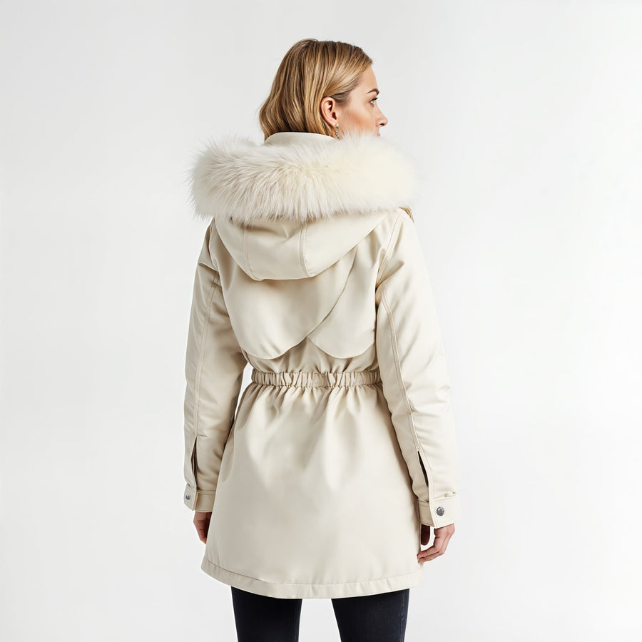 Winterjas Dames Parka met Taillekoord en Capuchon