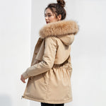 Winterjas Dames Parka met Taillekoord en Capuchon
